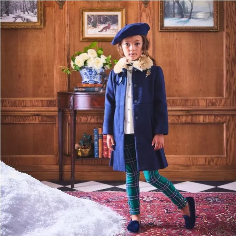 Janie and Jack Plaid Button-Cuff Jacquard Pant in Ferry Green Plaid.